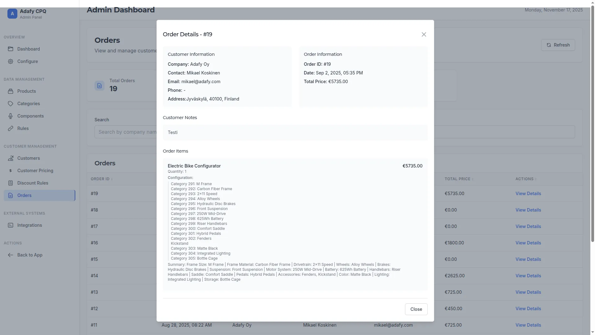 Adafy CPQ automaattinen PDF-tarjous